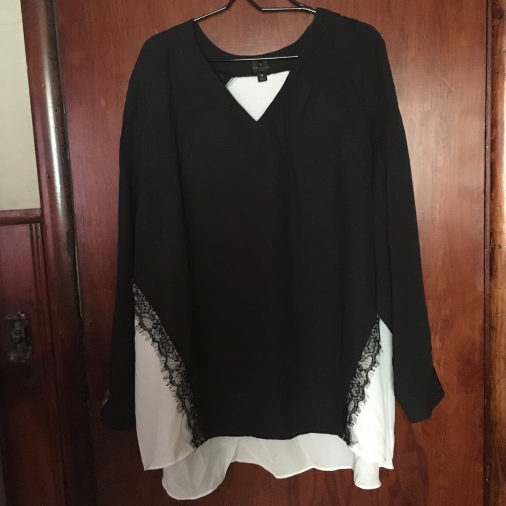 Black and White Blouse with Lace